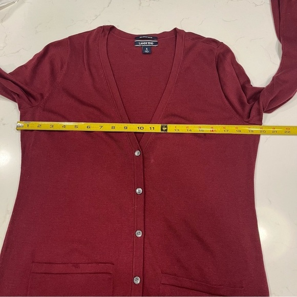 Lands End Burgundy Supima Cotton Long Cardigan Small - Picture 7 of 8